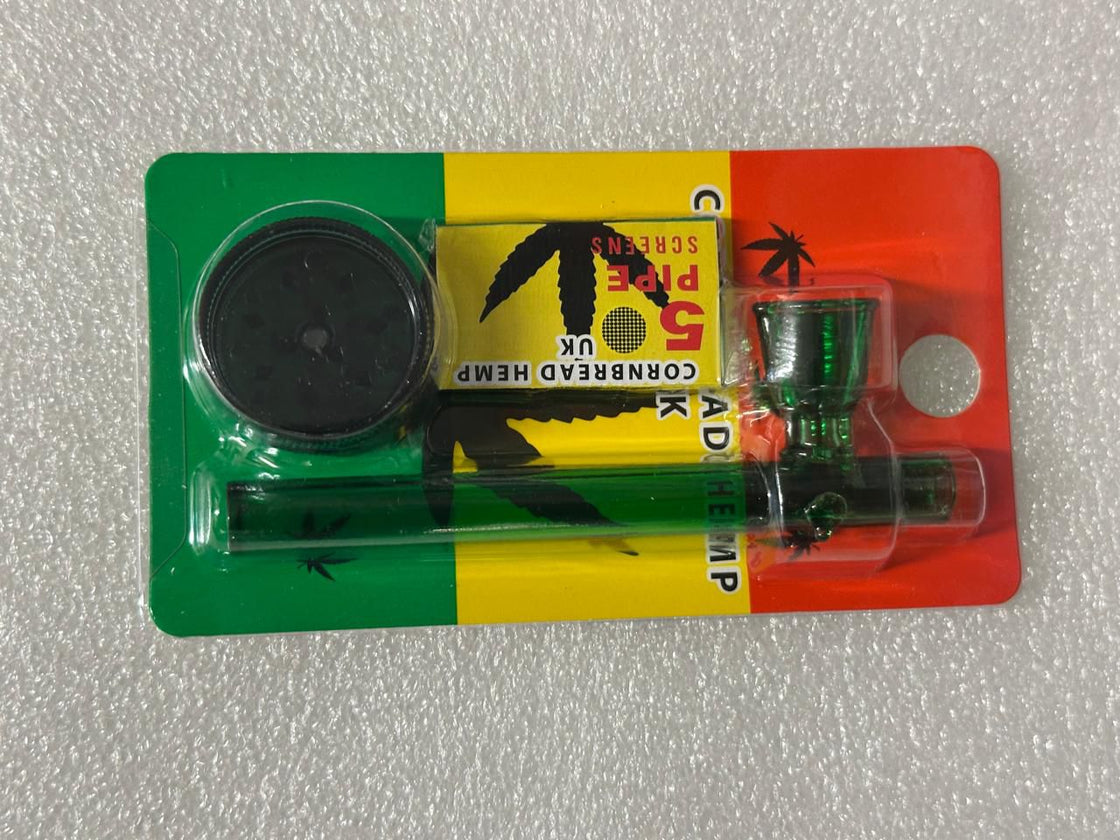Glass pipes with mini plastic grinder