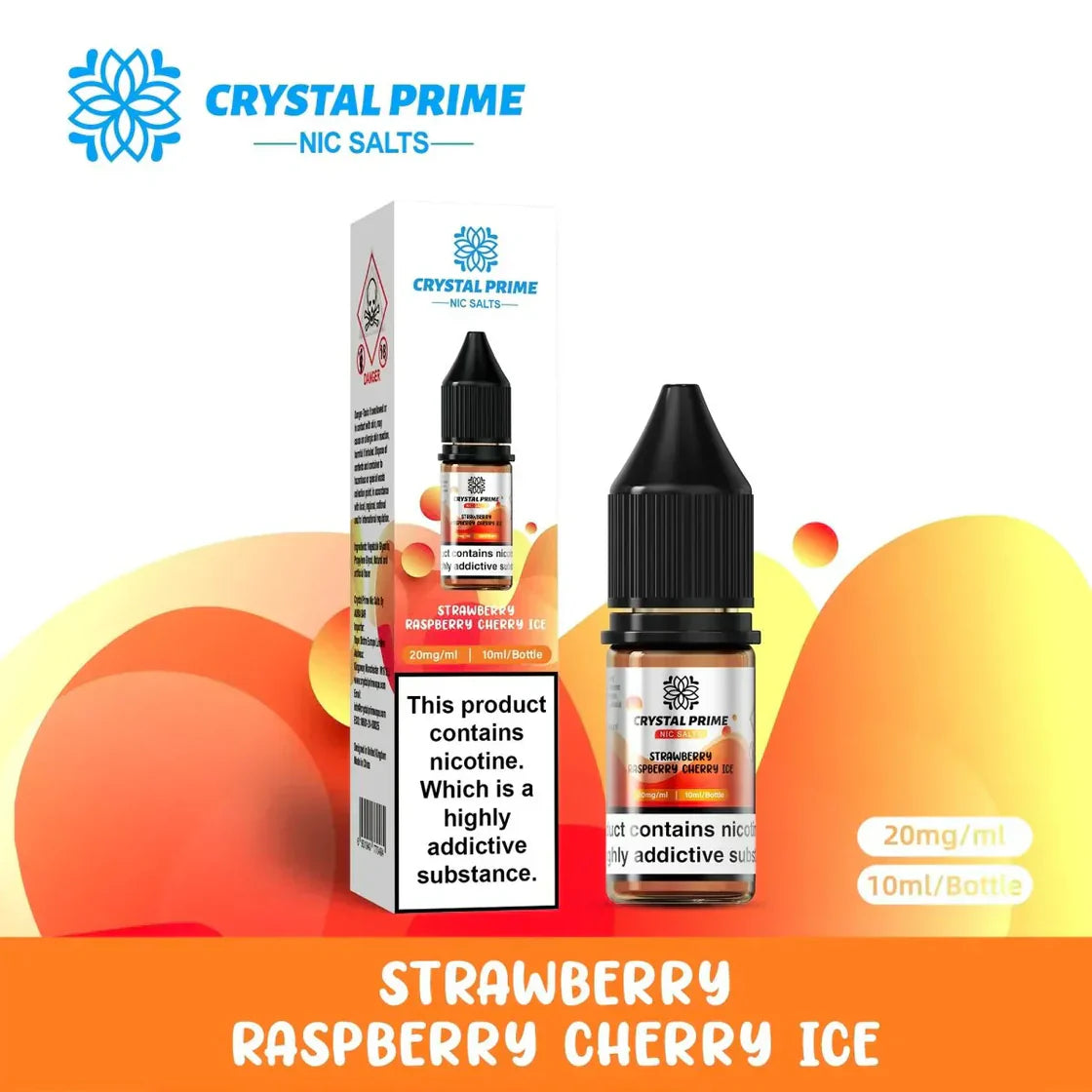 Crystal Prime Nic Salts Strawberry Raspberry Cherry Ice